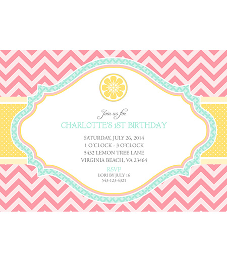 Pink Lemonade Birthday Party Printable Invitation